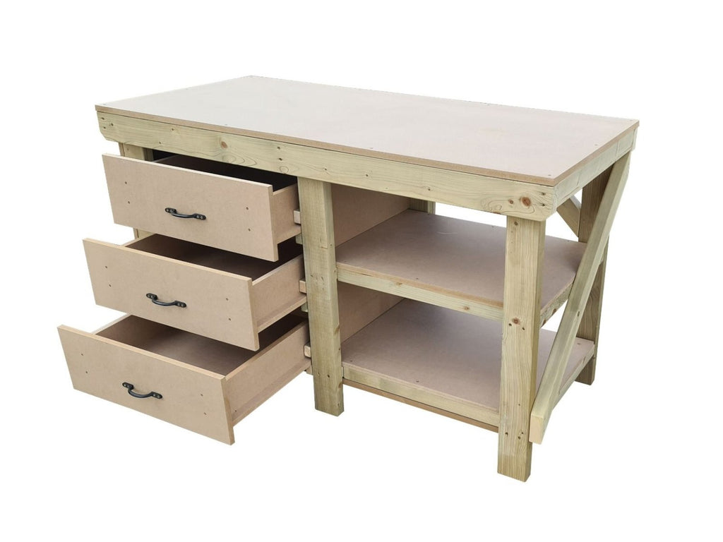 Wooden MDF top tool cabinet workbench with storage shelf (V.7) with double shelf - SGP Garden Ltd