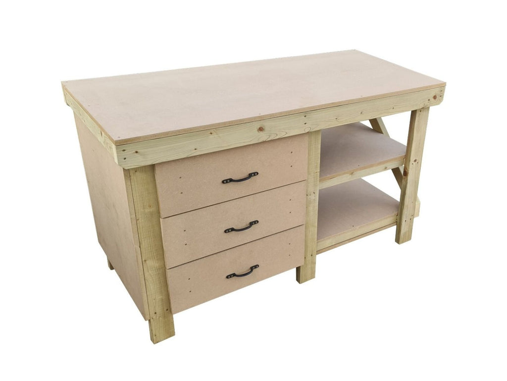 Wooden MDF top tool cabinet workbench with storage shelf (V.7) with double shelf - SGP Garden Ltd