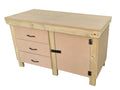 Wooden MDF top workbench, tool cabinet with lockable cupboard (V.3) double shelf - SGP Garden Ltd