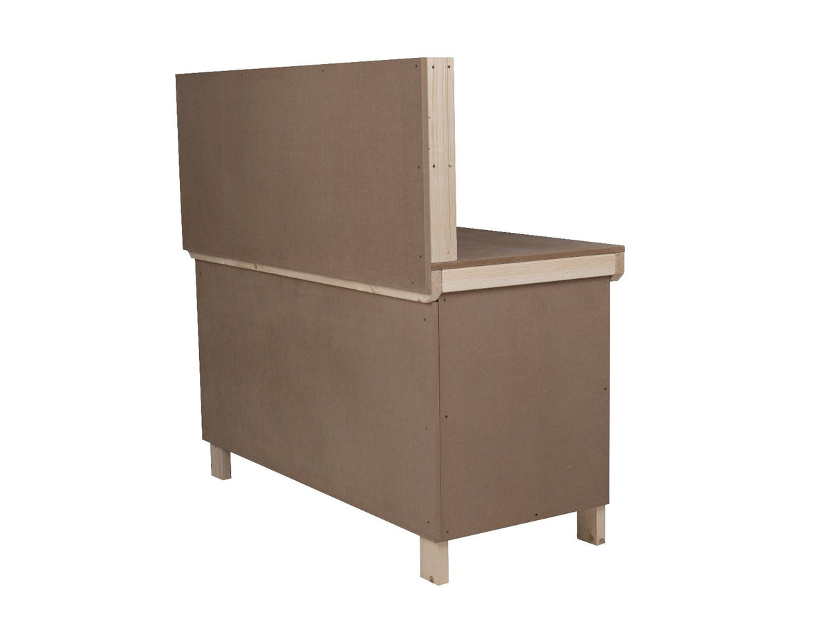 Wooden MDF Top Workbench With Lockable Cupboard (V.9) with back panel and double shelf - SGP Garden Ltd