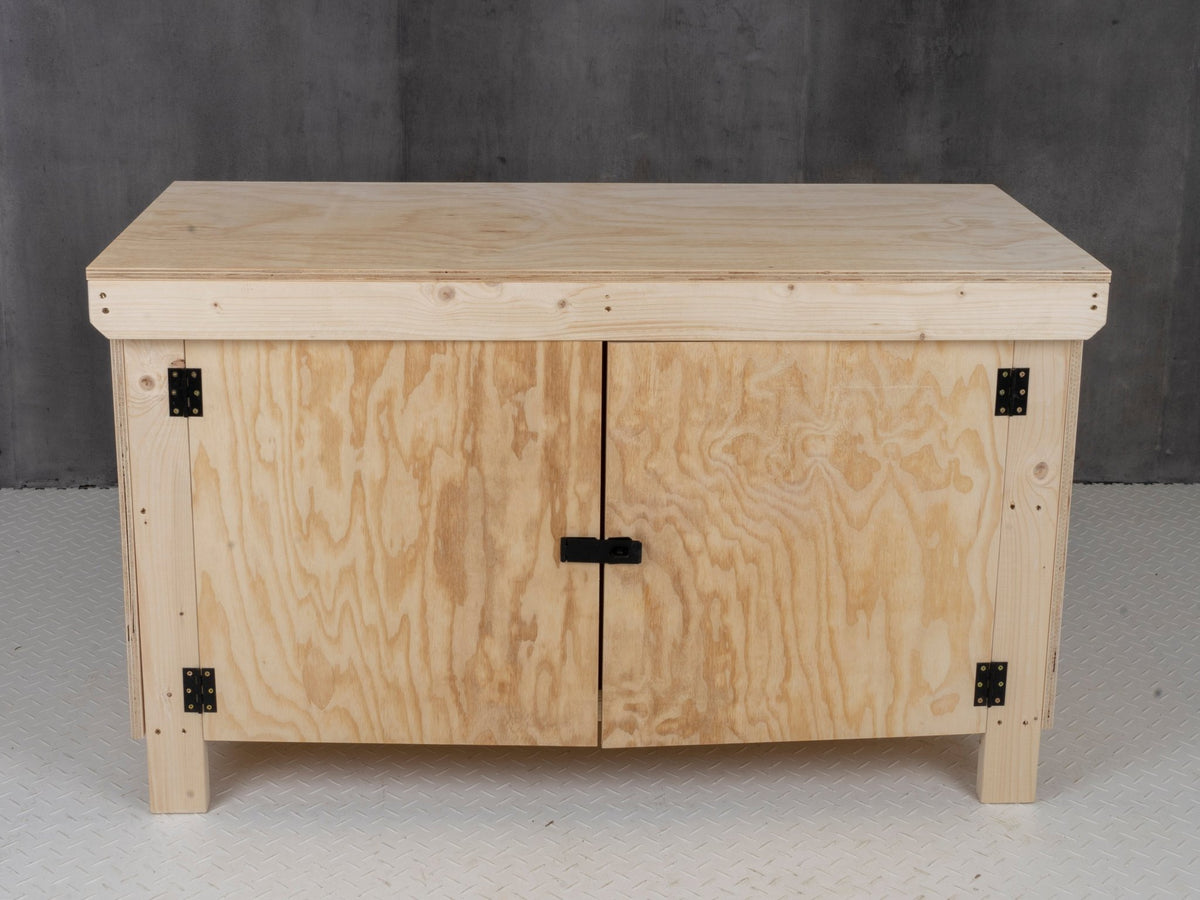 Wooden Plywood Top Workbench With Lockable Cupboard (V.9) - SGP Garden Ltd