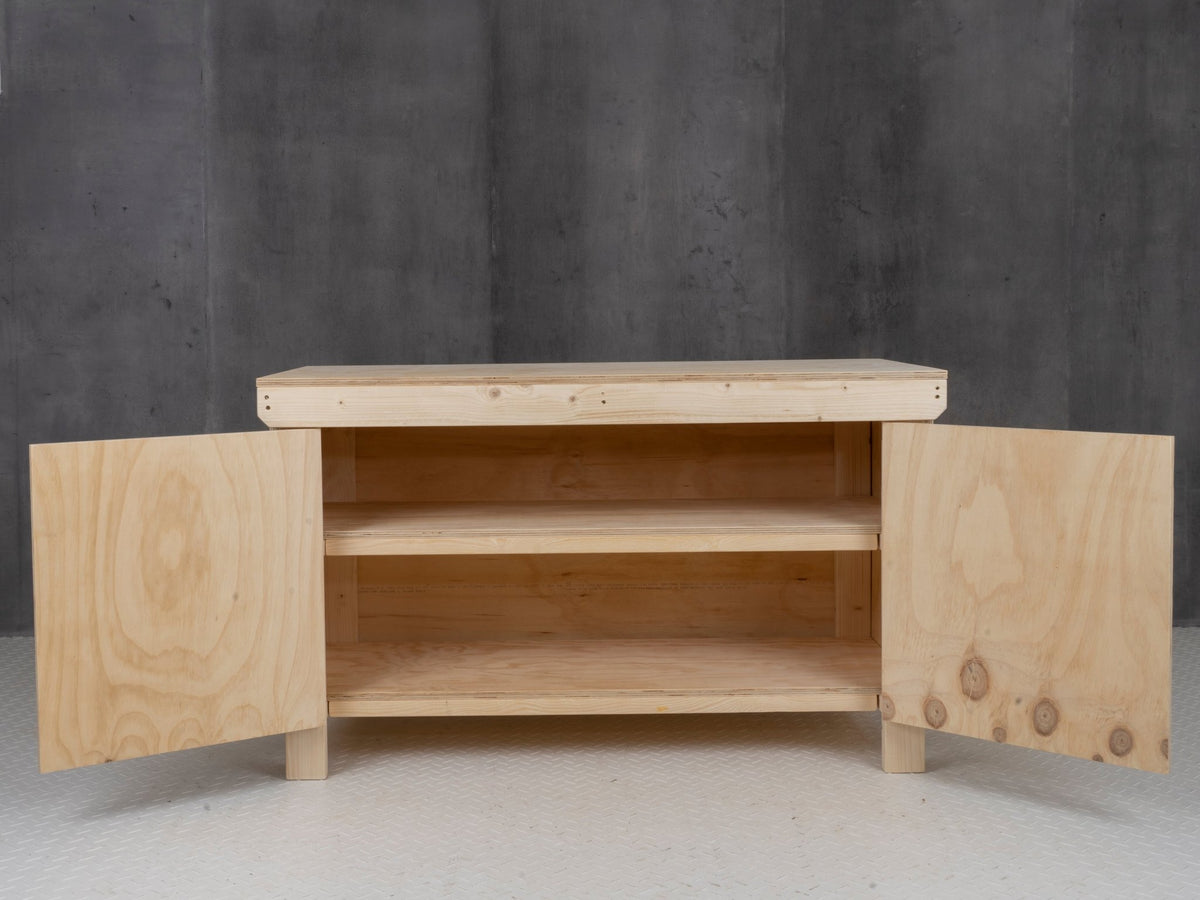 Wooden Plywood Top Workbench With Lockable Cupboard (V.9) Double Shelf - SGP Garden Ltd