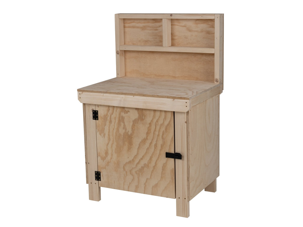 Wooden Plywood Top Workbench With Lockable Cupboard (V.9) With back panel - SGP Garden Ltd