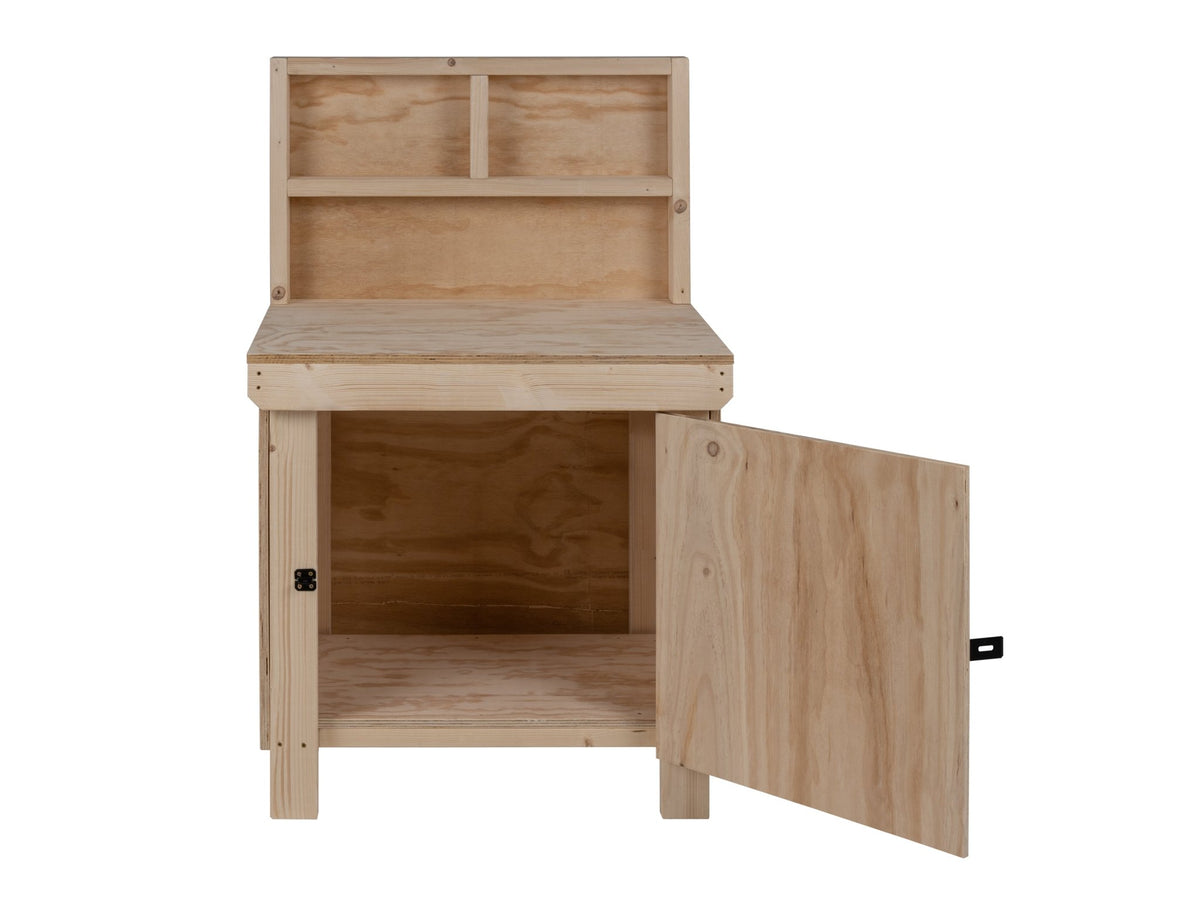 Wooden Plywood Top Workbench With Lockable Cupboard (V.9) With back panel - SGP Garden Ltd