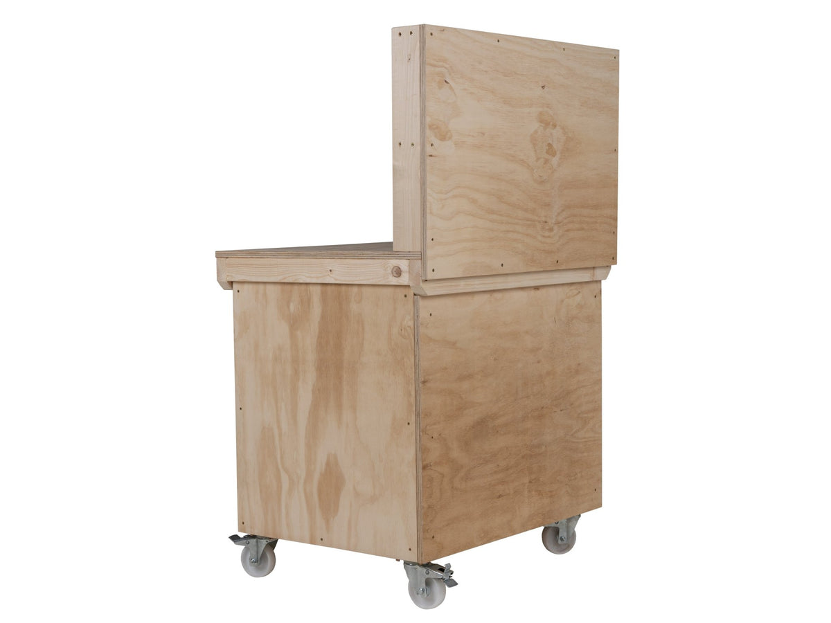 Wooden Plywood Top Workbench With Lockable Cupboard (V.9) With back panel, With Wheels - SGP Garden Ltd