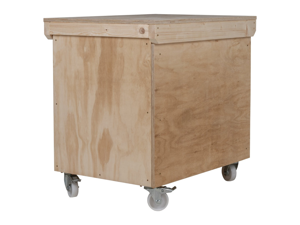 Wooden Plywood Top Workbench With Lockable Cupboard (V.9) With Wheels, Double Shelf - SGP Garden Ltd