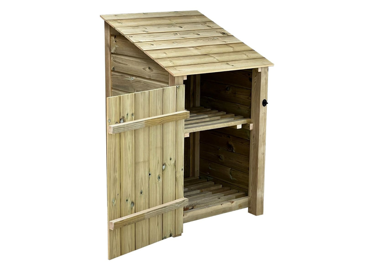 Wooden Premium Tongue/Groove Log Store with Door and Shelf (W-79cm, H-126cm or H-180cm, D-88cm) - SGP Garden Ltd
