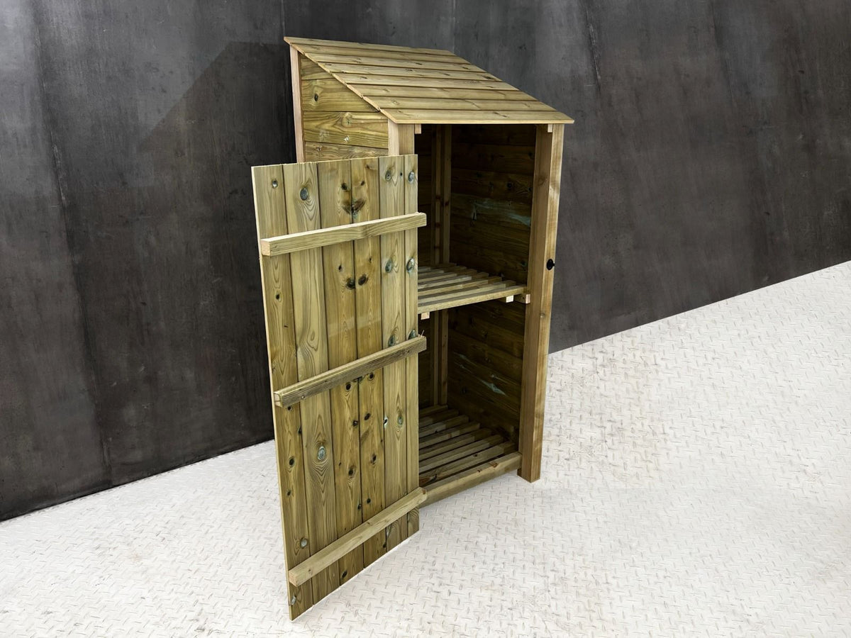 Wooden Premium Tongue/Groove Log Store with Door and Shelf (W-79cm, H-126cm or H-180cm, D-88cm) - SGP Garden Ltd