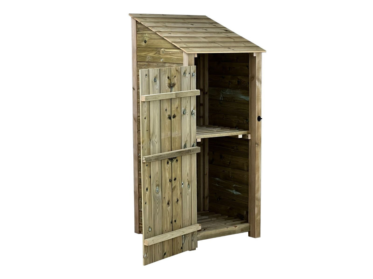 Wooden Premium Tongue/Groove Log Store with Door and Shelf (W-79cm, H-126cm or H-180cm, D-88cm) - SGP Garden Ltd