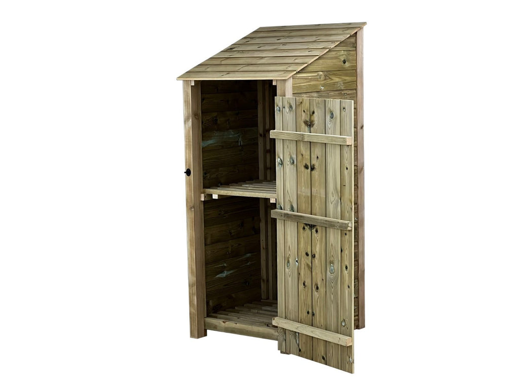 Wooden Premium Tongue/Groove Log Store with Door and Shelf (W-79cm, H-126cm or H-180cm, D-88cm) - SGP Garden Ltd