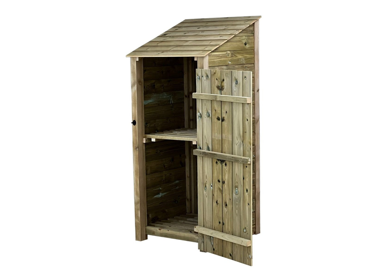 Wooden Premium Tongue/Groove Log Store with Door and Shelf (W-79cm, H-126cm or H-180cm, D-88cm) - SGP Garden Ltd