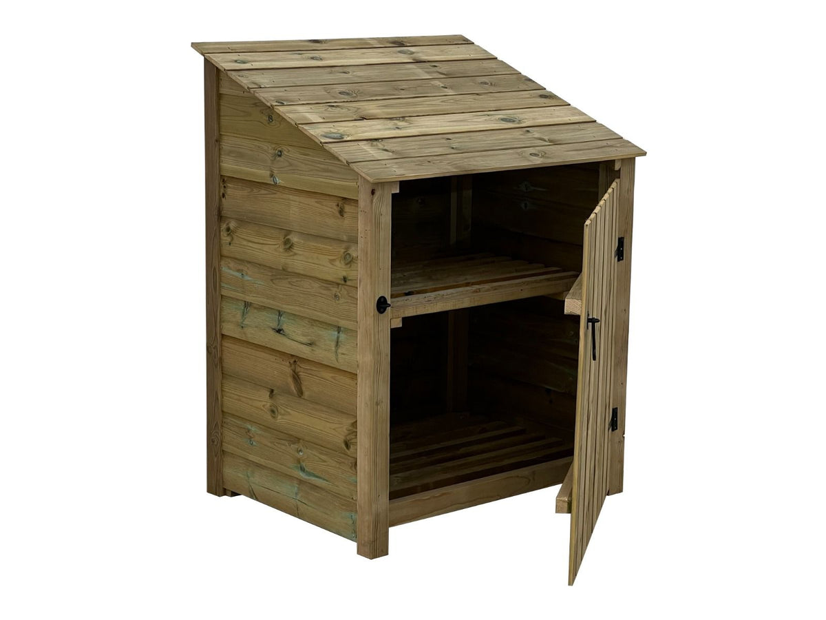 Wooden Premium Tongue/Groove Log Store with Door and Shelf (W-99cm, H-126cm or H-180cm, D-88cm) - SGP Garden Ltd