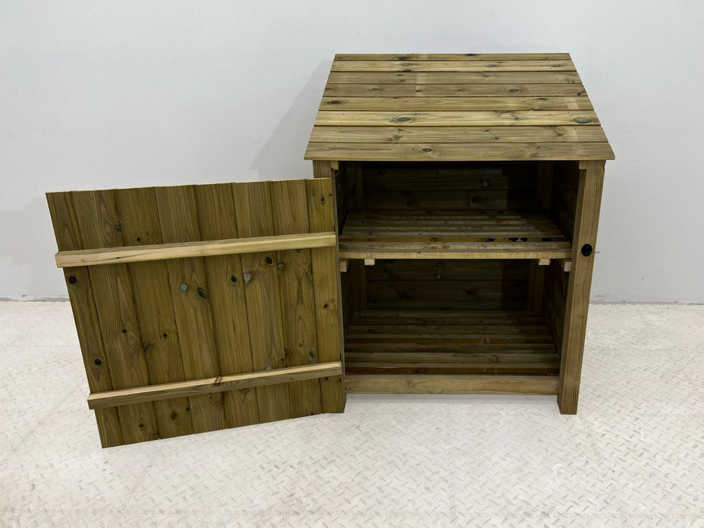 Wooden Premium Tongue/Groove Log Store with Door and Shelf (W-99cm, H-126cm or H-180cm, D-88cm) - SGP Garden Ltd