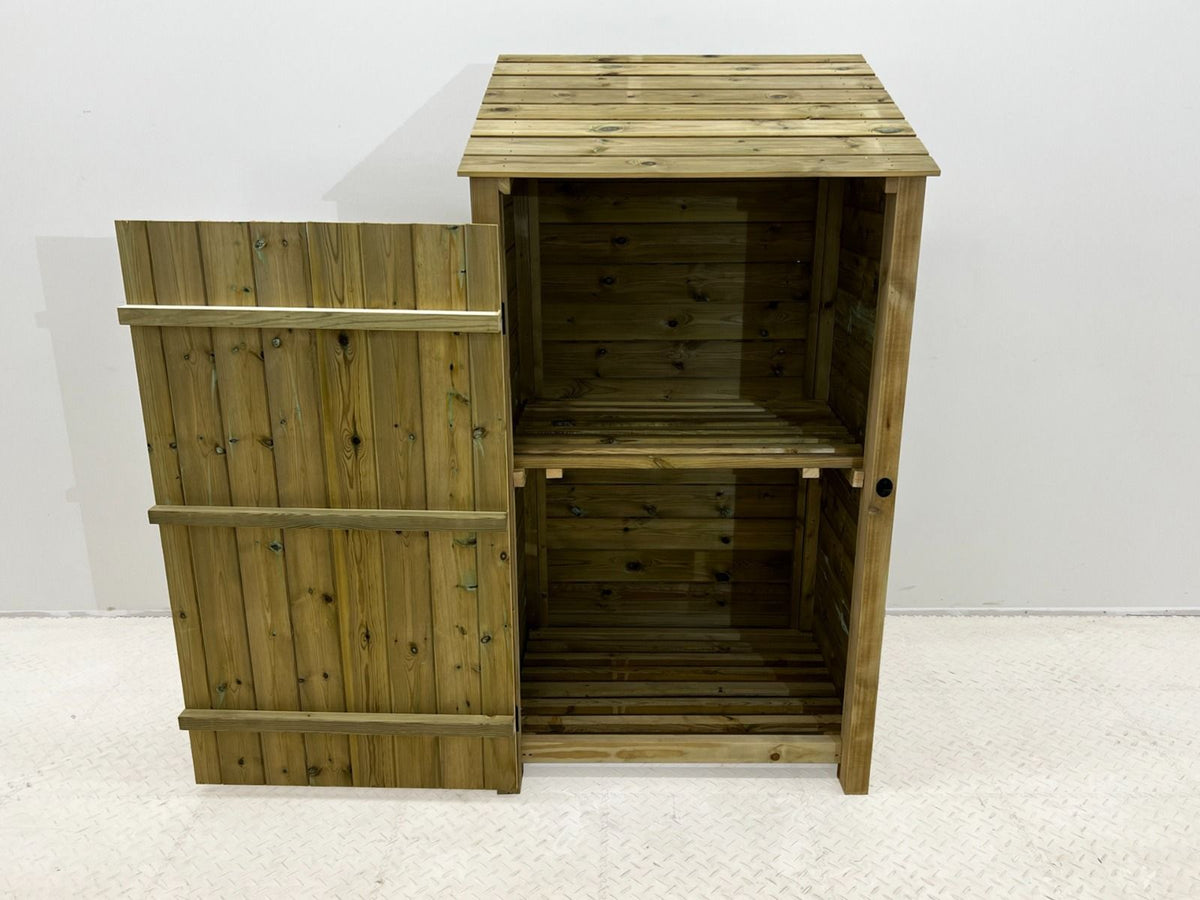 Wooden Premium Tongue/Groove Log Store with Door and Shelf (W-99cm, H-126cm or H-180cm, D-88cm) - SGP Garden Ltd