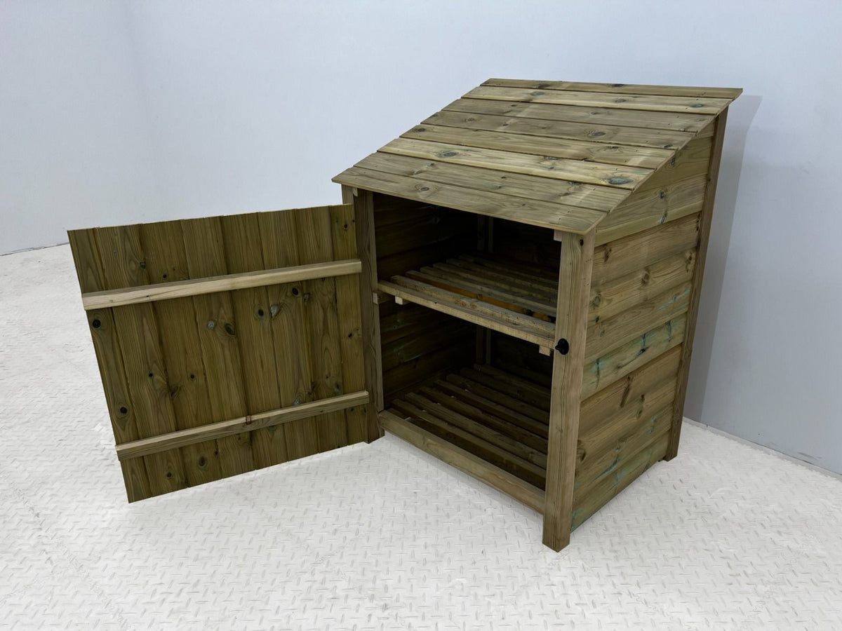 Wooden Premium Tongue/Groove Log Store with Door and Shelf (W-99cm, H-126cm or H-180cm, D-88cm) - SGP Garden Ltd
