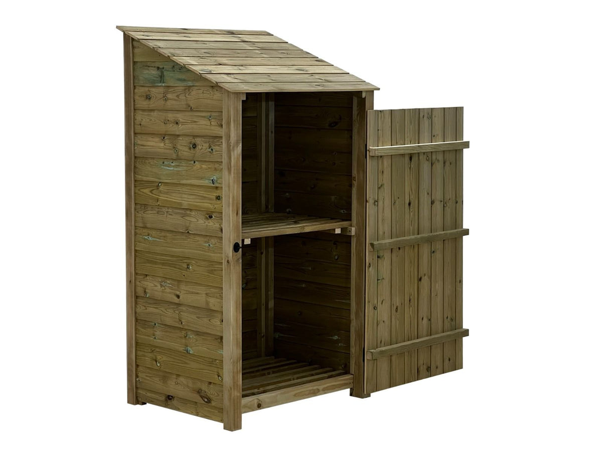 Wooden Premium Tongue/Groove Log Store with Door and Shelf (W-99cm, H-126cm or H-180cm, D-88cm) - SGP Garden Ltd