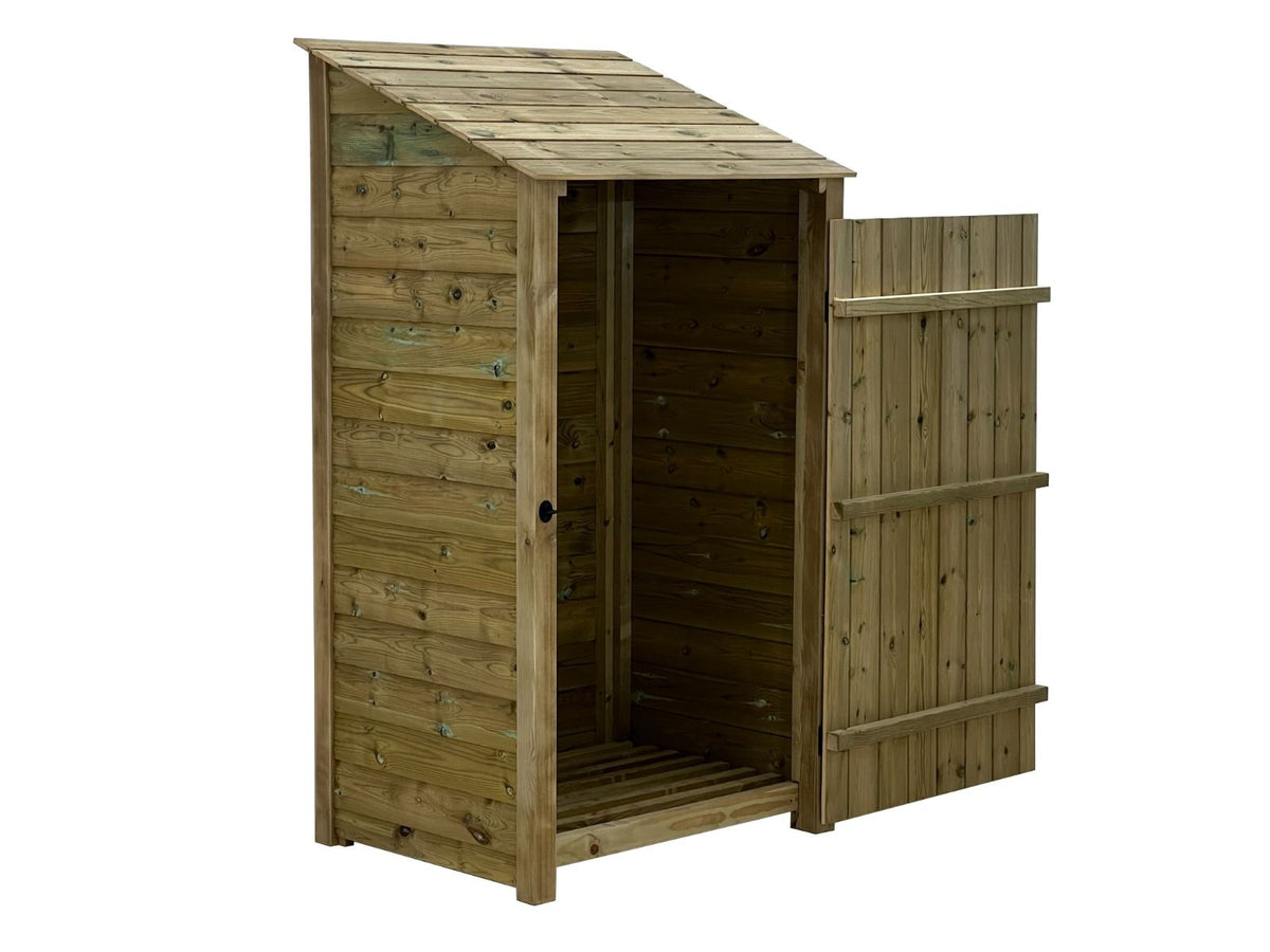 Wooden Premium Tongue/Groove Log Store with Door (W-99cm, H-126cm or H-180cm, D-88cm) - SGP Garden Ltd