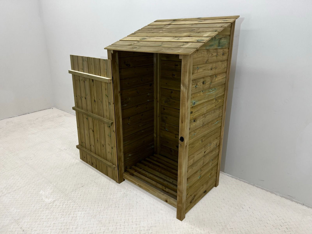 Wooden Premium Tongue/Groove Log Store with Door (W-99cm, H-126cm or H-180cm, D-88cm) - SGP Garden Ltd