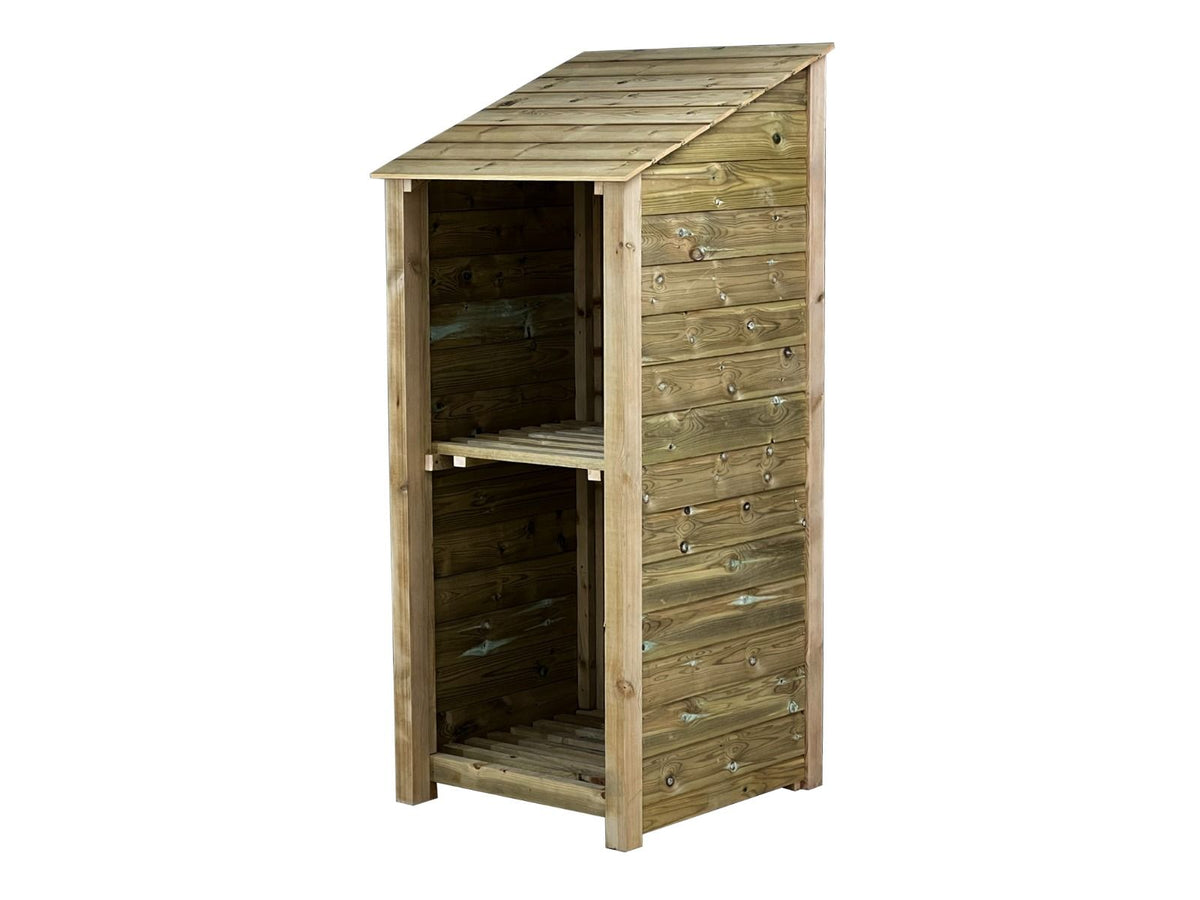 Wooden Premium Tongue/Groove Log Store with Shelf (W-79cm, H-126cm or H-180cm, D-88cm) - SGP Garden Ltd
