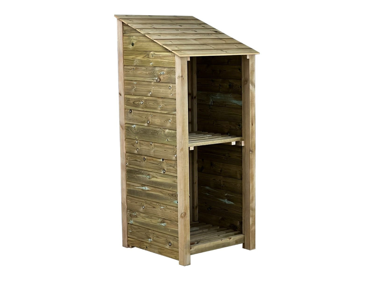Wooden Premium Tongue/Groove Log Store with Shelf (W-79cm, H-126cm or H-180cm, D-88cm) - SGP Garden Ltd