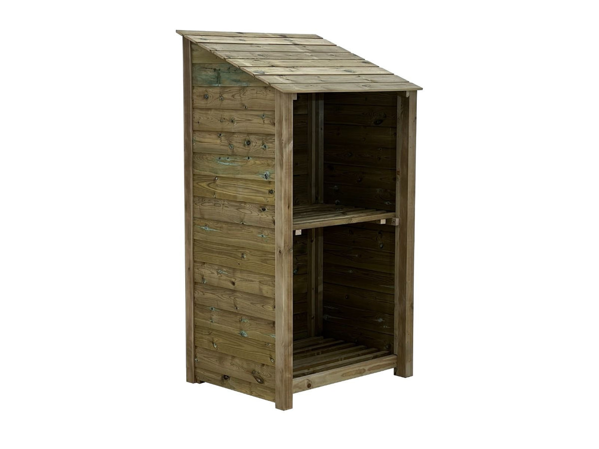 Wooden Premium Tongue/Groove Log Store with Shelf (W-99cm, H-126cm or H-180cm, D-88cm) - SGP Garden Ltd