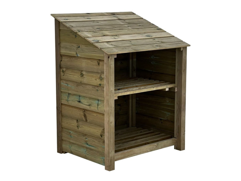 Wooden Premium Tongue/Groove Log Store with Shelf (W-99cm, H-126cm or H-180cm, D-88cm) - SGP Garden Ltd