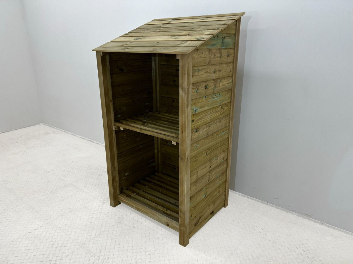 Wooden Premium Tongue/Groove Log Store with Shelf (W-99cm, H-126cm or H-180cm, D-88cm) - SGP Garden Ltd