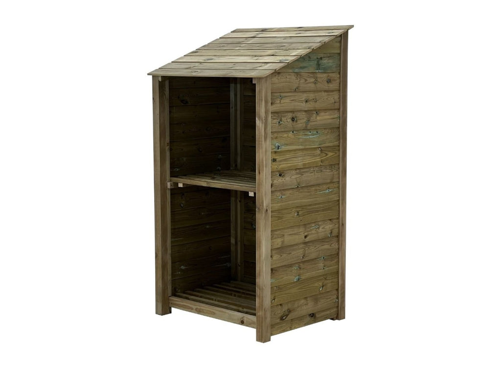 Wooden Premium Tongue/Groove Log Store with Shelf (W-99cm, H-126cm or H-180cm, D-88cm) - SGP Garden Ltd
