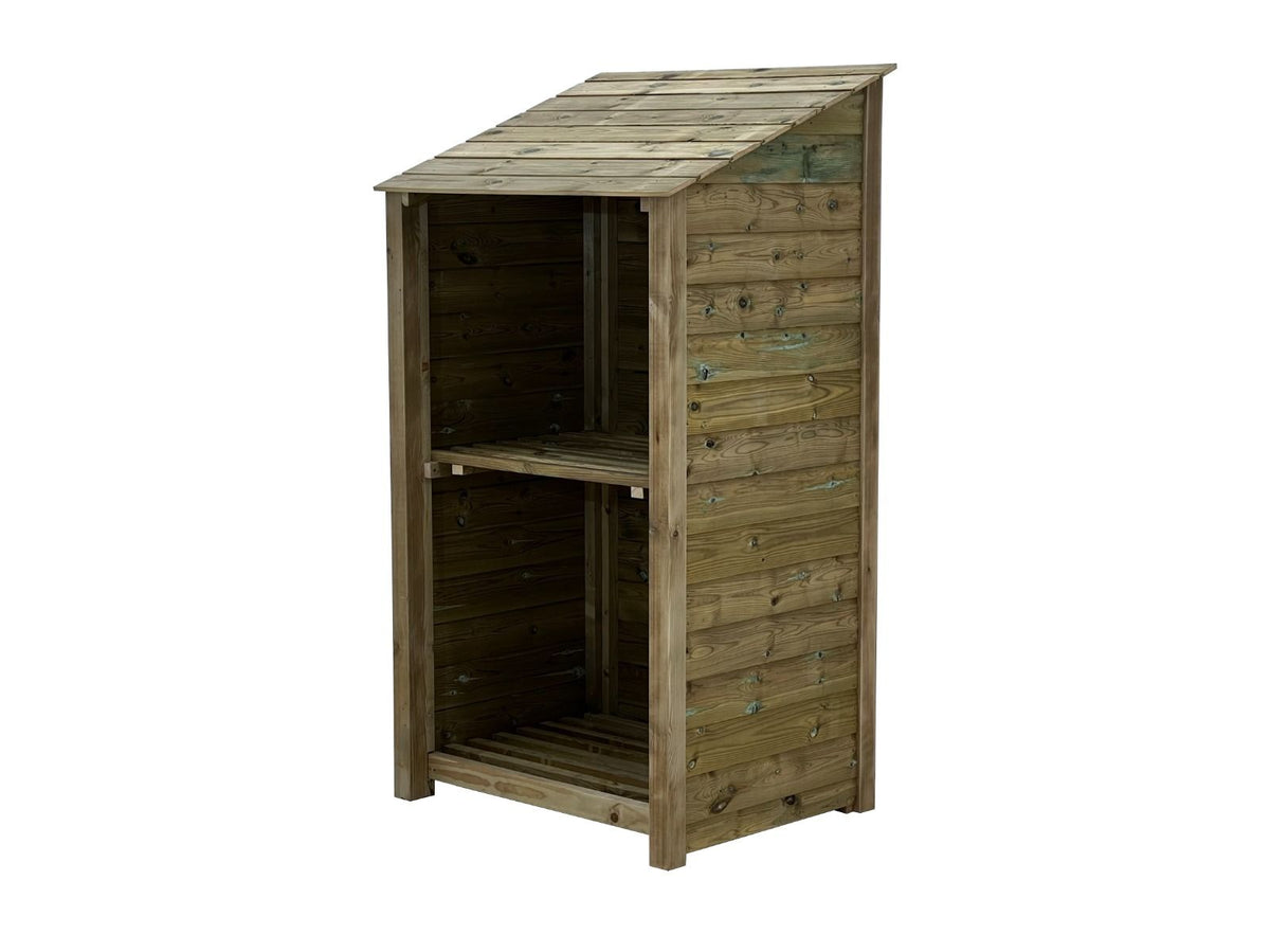 Wooden Premium Tongue/Groove Log Store with Shelf (W-99cm, H-126cm or H-180cm, D-88cm) - SGP Garden Ltd
