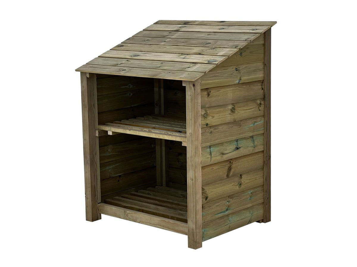 Wooden Premium Tongue/Groove Log Store with Shelf (W-99cm, H-126cm or H-180cm, D-88cm) - SGP Garden Ltd