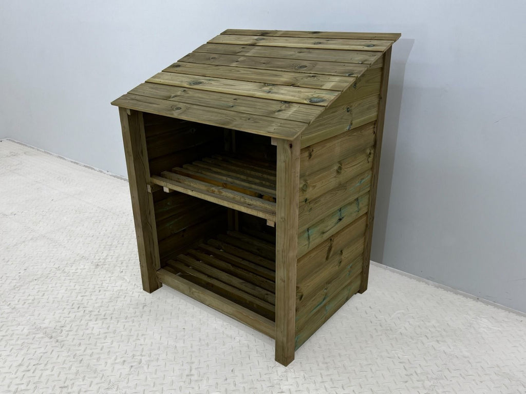 Wooden Premium Tongue/Groove Log Store with Shelf (W-99cm, H-126cm or H-180cm, D-88cm) - SGP Garden Ltd
