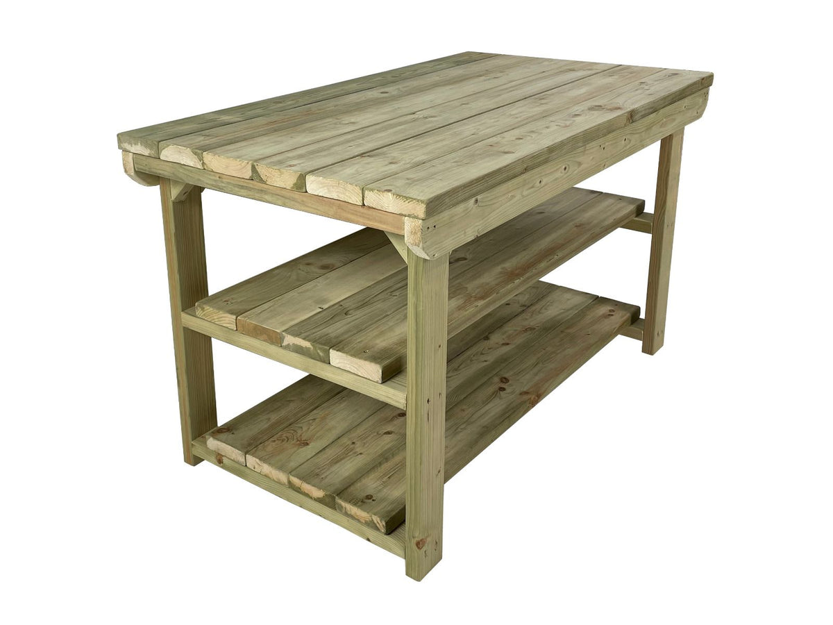 Wooden Super Heavy Duty Indoor/Outdoor Workbench 3ft-Depth Double Shelf - SGP Garden Ltd