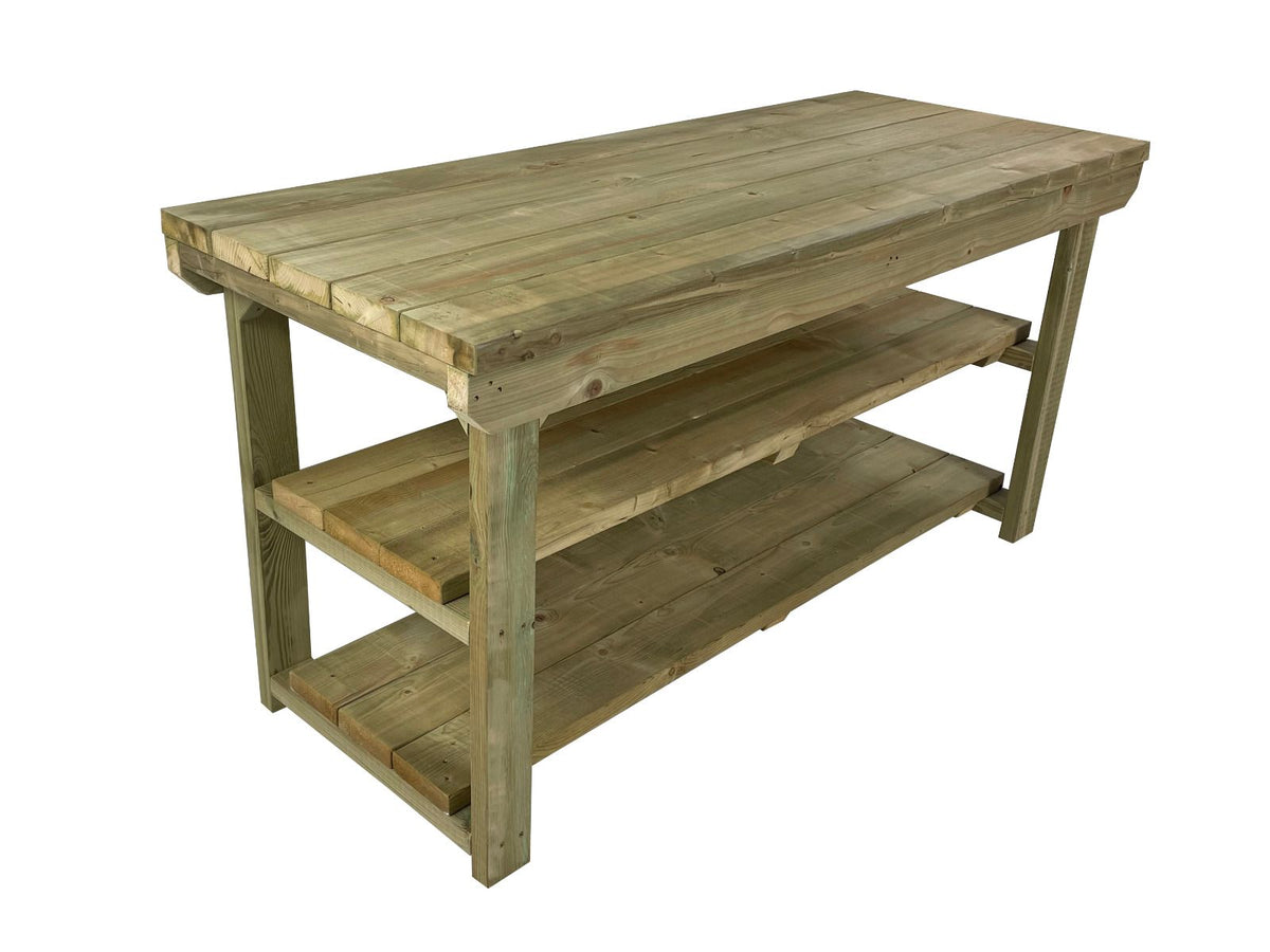 Wooden Super Heavy Duty Indoor/Outdoor Workbench Double Shelf - SGP Garden Ltd