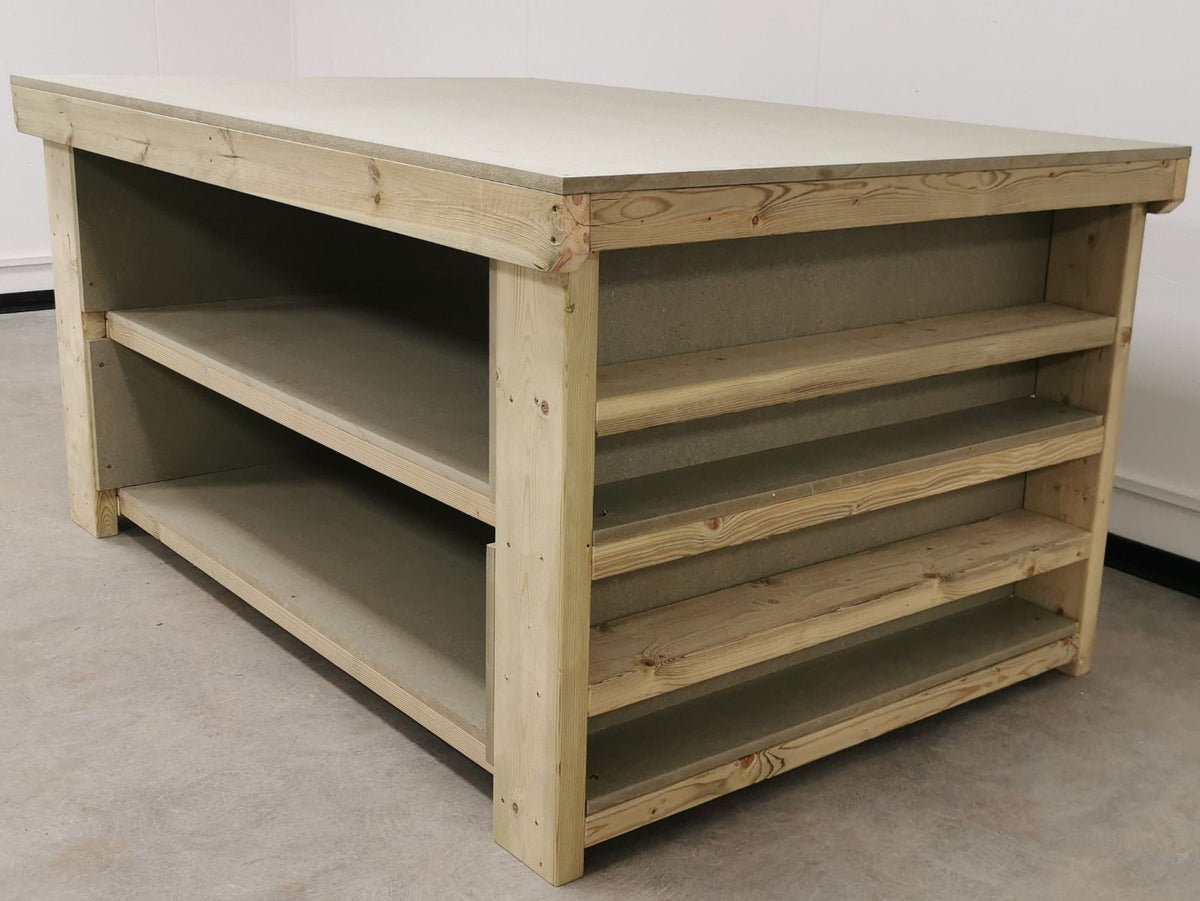 Wooden UniMDF Moisture Resistant Workbench with Extra Shelving Depth-3ft - SGP Garden Ltd