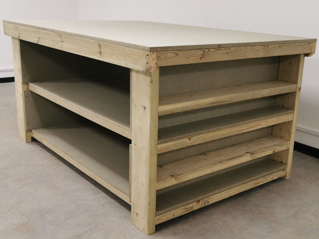 Wooden UniMDF Moisture Resistant Workbench with Extra Shelving Depth-4ft - SGP Garden Ltd