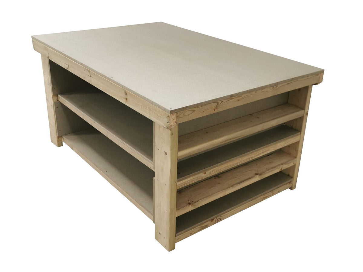 Wooden UniMDF Moisture Resistant Workbench with Extra Shelving Depth-4ft - SGP Garden Ltd