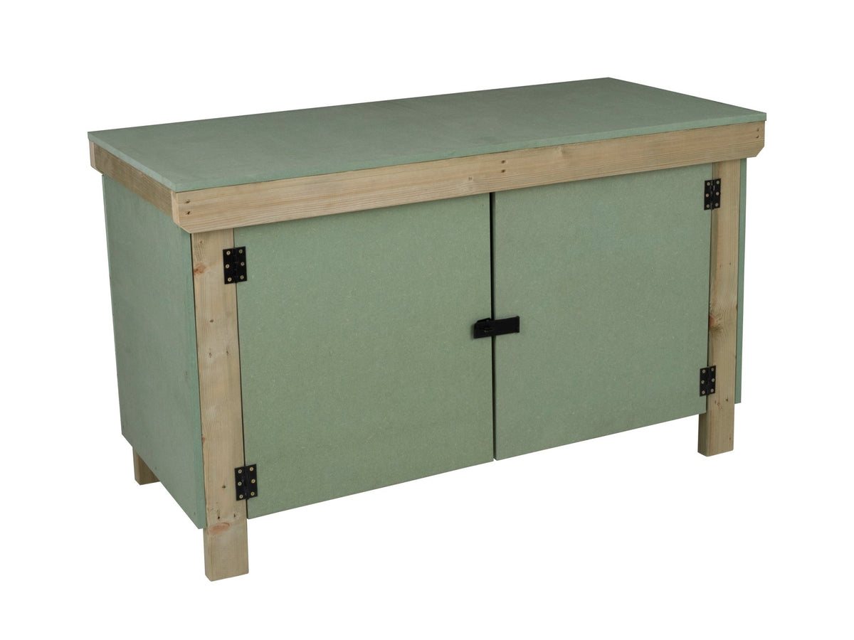 Wooden UniMDF Moisture Resistant Workbench With Lockable Cupboard (V.9) - SGP Garden Ltd