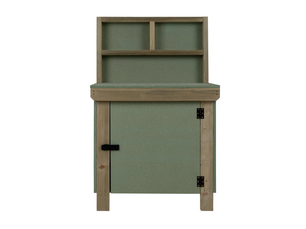 Wooden UniMDF Moisture Resistant Workbench With Lockable Cupboard (V.9) With Back panel - SGP Garden Ltd