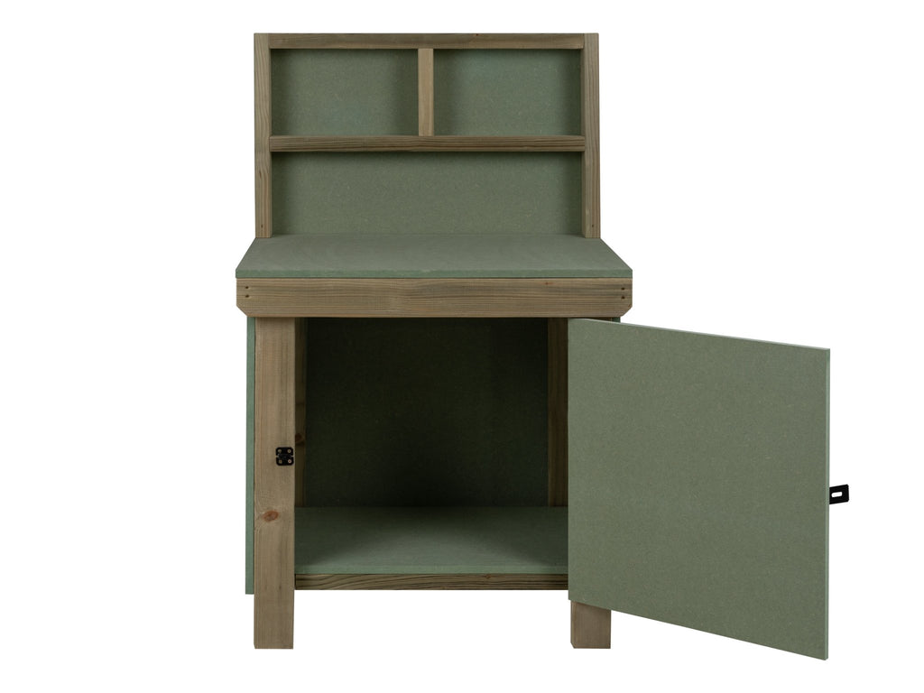 Wooden UniMDF Moisture Resistant Workbench With Lockable Cupboard (V.9) With Back panel - SGP Garden Ltd