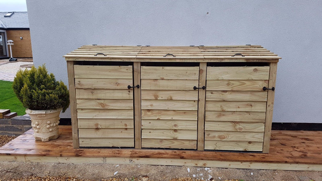 Wooden Wheelie Bin Store, Natural Finish - SGP Garden Ltd