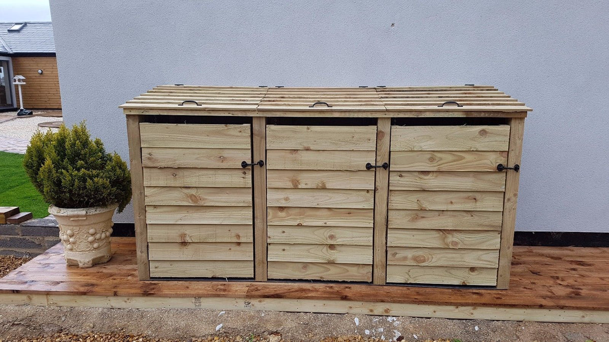 Wooden Wheelie Bin Store, Natural Finish - SGP Garden Ltd