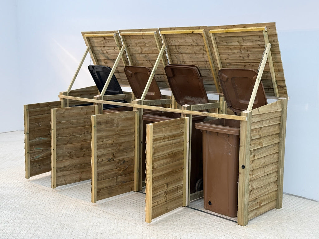 Wooden Wheelie Bin Store, Natural Finish - SGP Garden Ltd