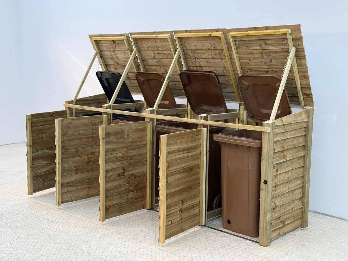 Wooden Wheelie Bin Store, Natural Finish - SGP Garden Ltd
