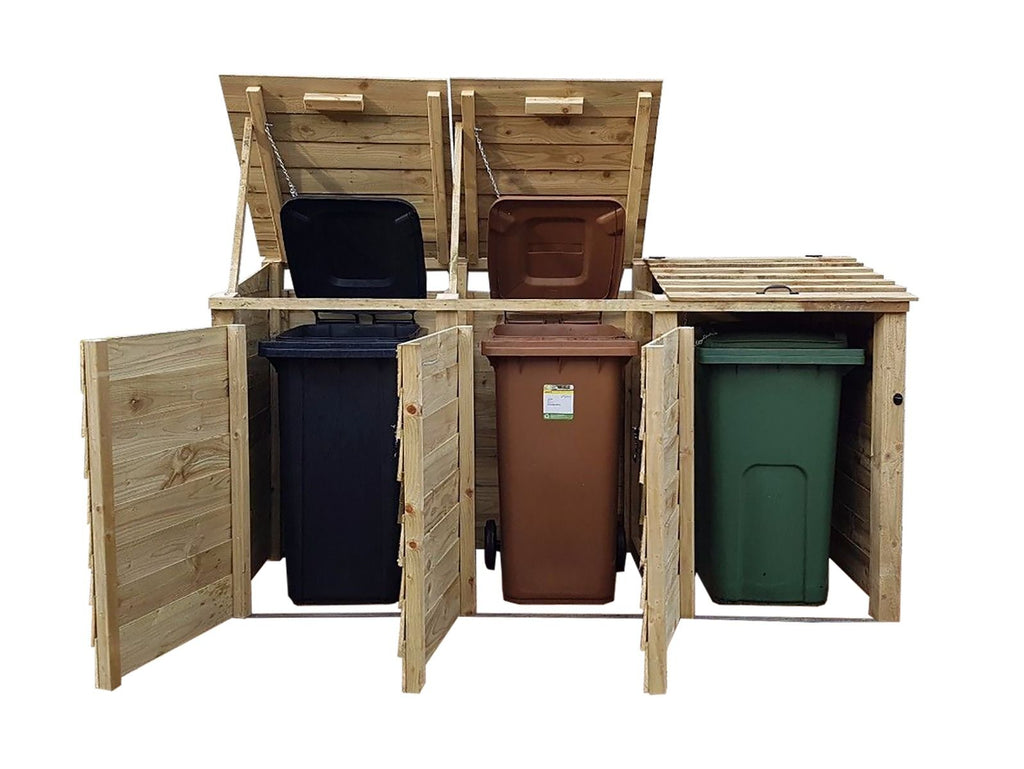 Wooden Wheelie Bin Store, Natural Finish - SGP Garden Ltd