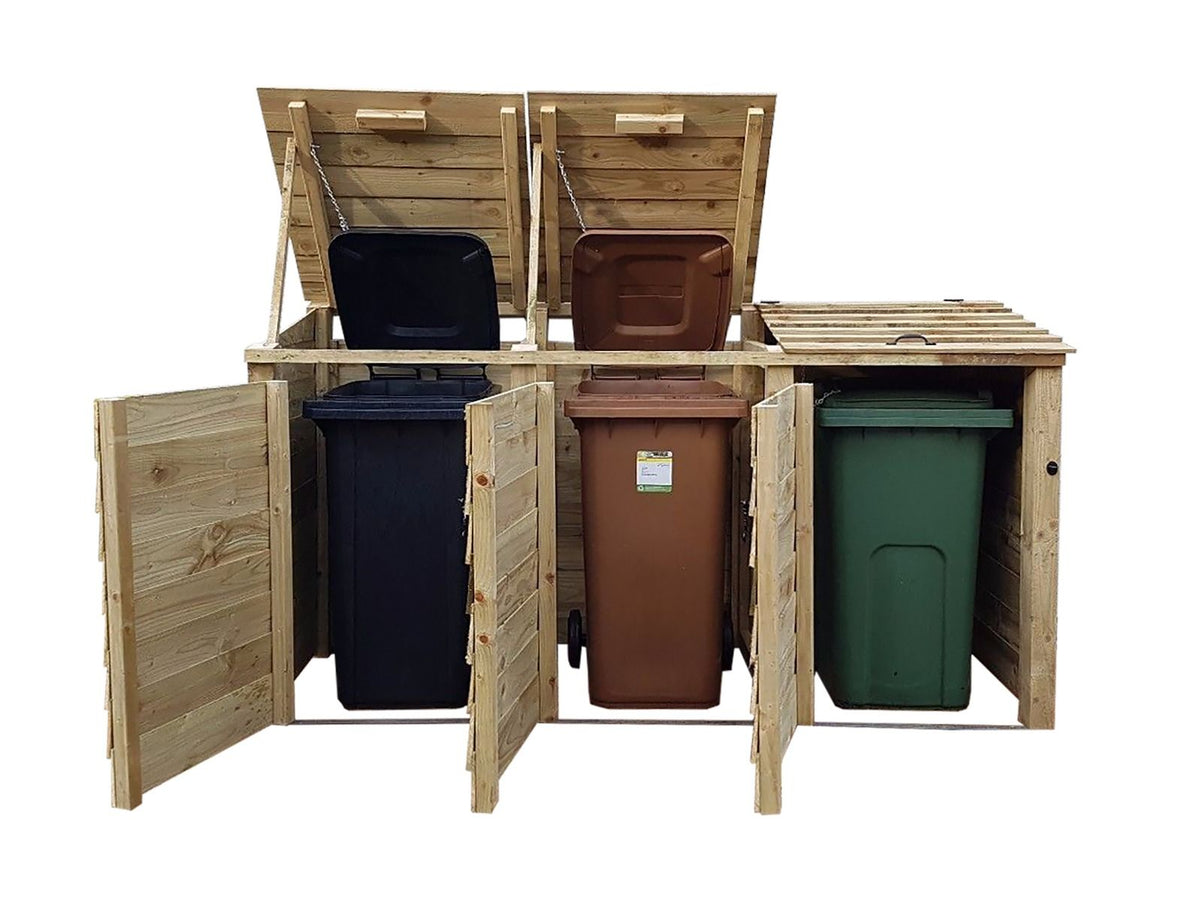 Wooden Wheelie Bin Store, Natural Finish - SGP Garden Ltd