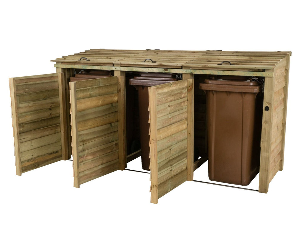 Wooden Wheelie Bin Store, Natural Finish - SGP Garden Ltd