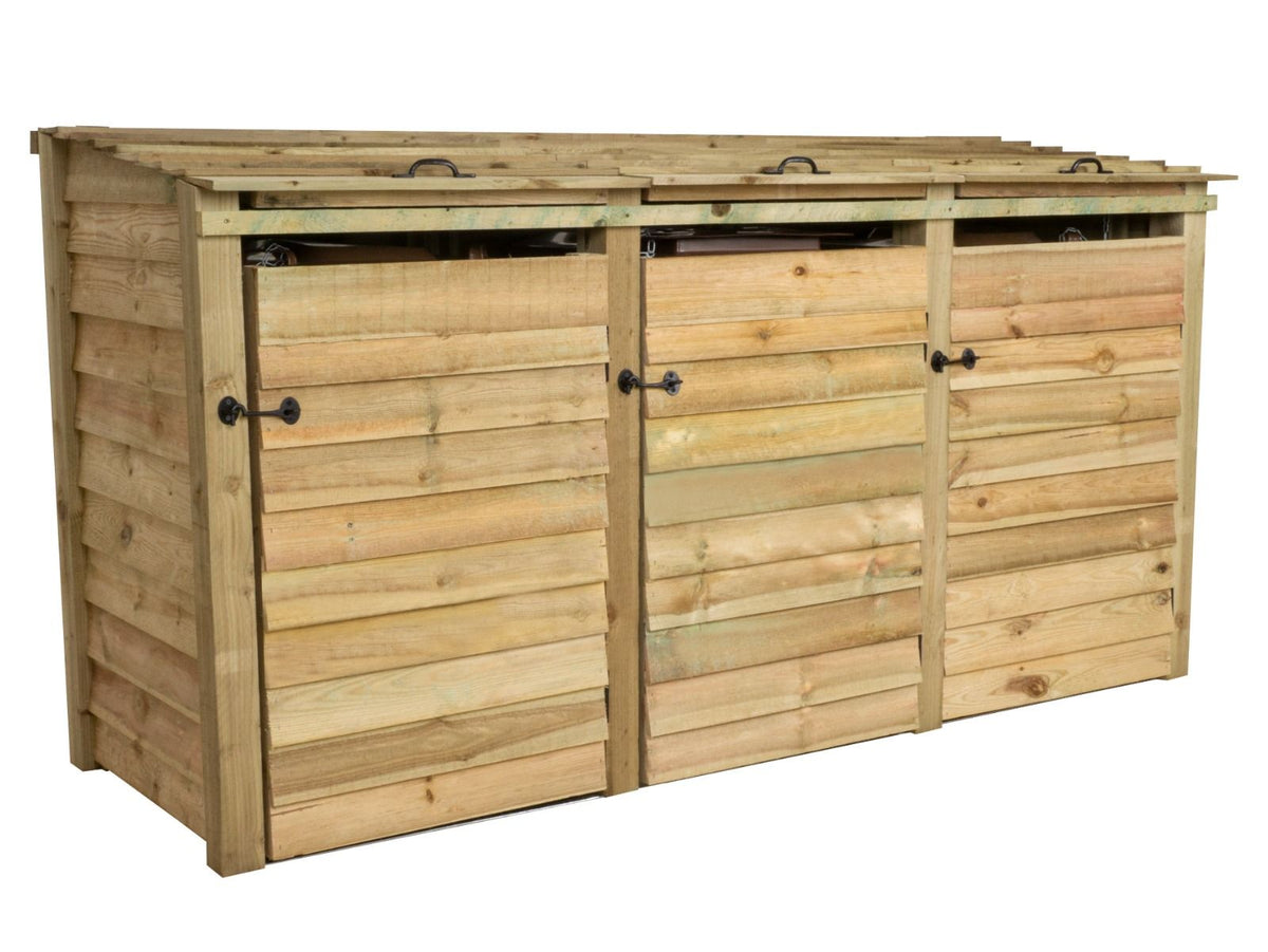 Wooden Wheelie Bin Store, Natural Finish - SGP Garden Ltd