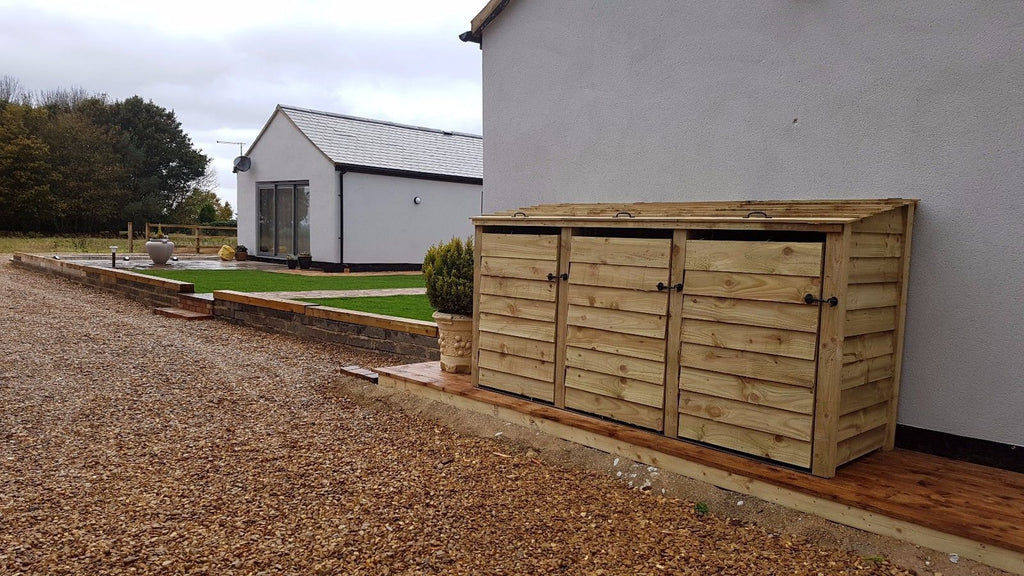Wooden Wheelie Bin Store, Natural Finish - SGP Garden Ltd