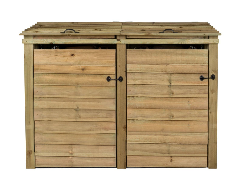 Wooden Wheelie Bin Store, Natural Finish - SGP Garden Ltd