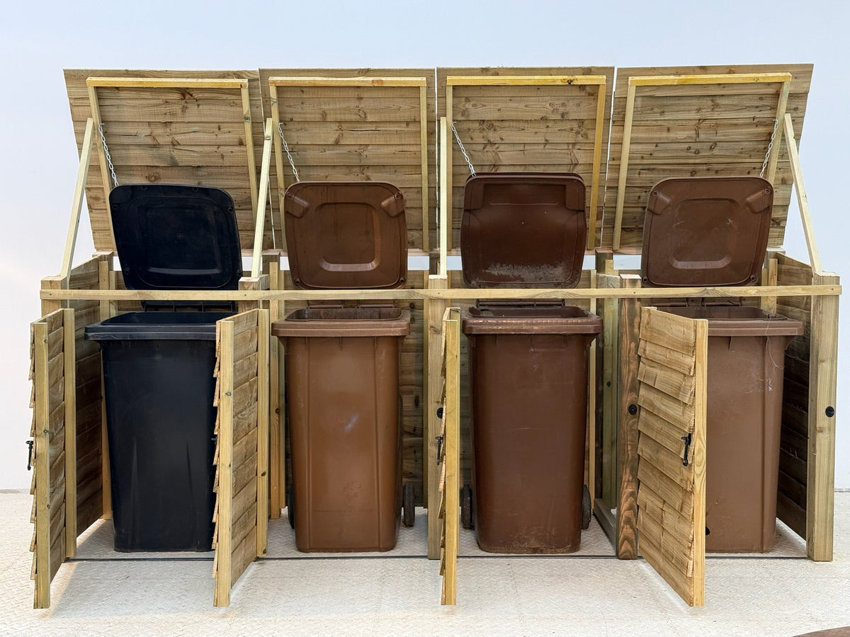 Wooden Wheelie Bin Store, Natural Finish - SGP Garden Ltd